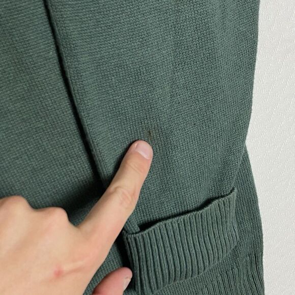 Criquet Cable Knit Sweater Mens Medium Green Fisherman Cashmere Blend Sweatshirt - Picture 2 of 13